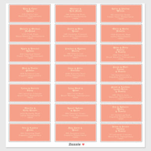 Rétro moderne   Sticker d'adresse du Mariage corai