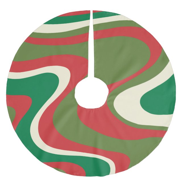 Retro Moderne Weihnachts-Wirbel Abstrakt Polyester Weihnachtsbaumdecke (Vorderseite)