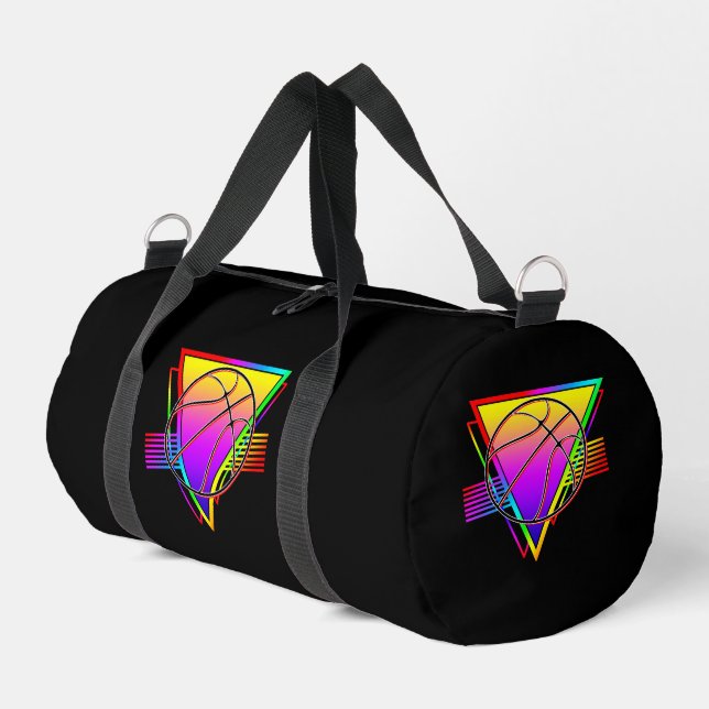 Retro-moderner Basketball Duffle Bag (Linke Seite)