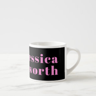 Retro-moderner bearbeitbarer Text   Schwarz & Pink Espressotasse