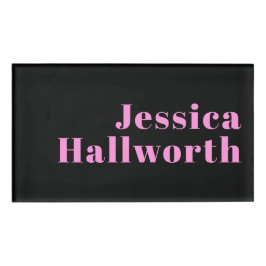 Retro-moderner bearbeitbarer Text | Schwarz & Pink Namenschild