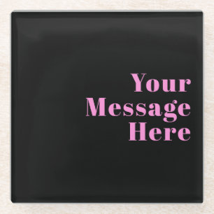 Retro-moderner editierbarer Text Schwarz & Pink Glasuntersetzer