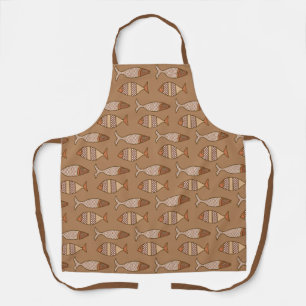 Retro Moderner Fisch, Tan, Beige und leicht braun Schürze