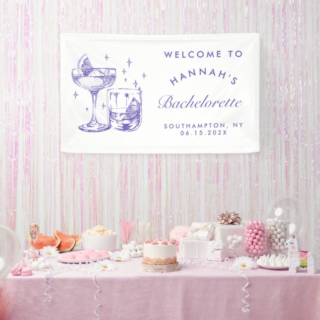Retro Moderner Lila Cocktail Banner (Party)