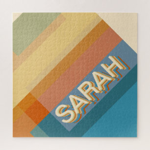 Retro-moderner Name mit geometrischen Formen und F