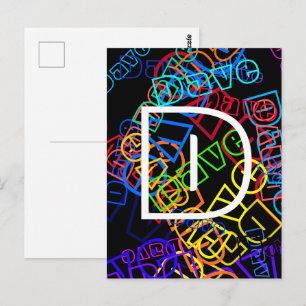 Retro-moderner Name & Monogramm Helle Farben & Sch Postkarte