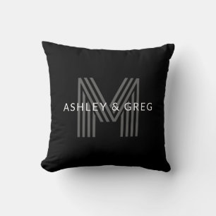 Retro moderner Name/n editierbares Monogramm Schwa Kissen