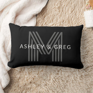 Retro Moderner Name/n Editierbares Monogramm Schwa Lendenkissen