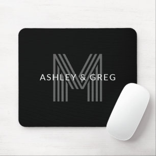 Retro-moderner Name/n Editierbares Monogramm Schwa Mousepad