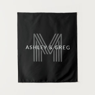Retro-moderner Name/n Editierbares Monogramm Schwa Wandteppich