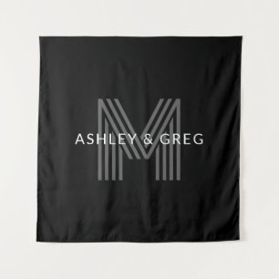 Retro-moderner Name/n Editierbares Monogramm Schwa Wandteppich