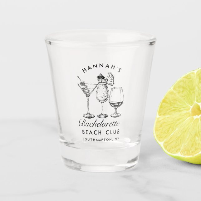 Retro Modernes Bachelorette Weekend Party Shootgla Schnapsglas (Vorderseite)