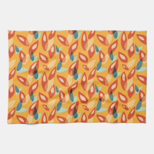Retro Modernes Cool geometrisches gelbes Orangenmu Geschirrtuch