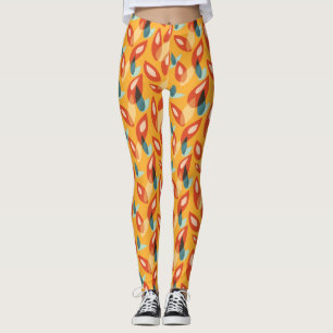 Retro Modernes Cool geometrisches gelbes Orangenmu Leggings