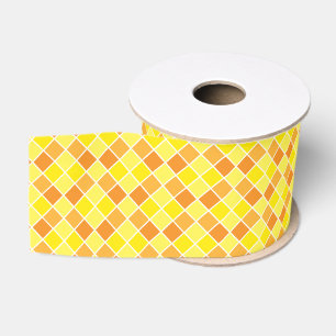 Retro Modernes Gelb-Orange-Schachbrett Quadrat Mus Ripsband
