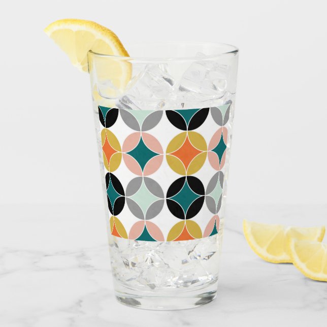 Retro Modernes geometrisches Musterglas Mitte Jahr Glas (Vorderseite Ice)