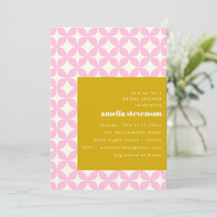 Retro Modernes geometrisches rosa gelbes Brautpart Einladung