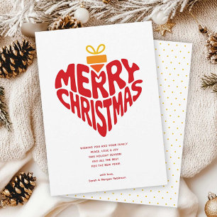 Retro modernes Herz Frohe Weihnachten Liebe