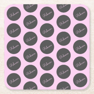 Retro-modernes Pink & Gray Modernes Polka Dot Desi Rechteckiger Pappuntersetzer