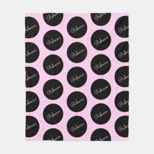 Retro-modernes Schwarz & Pink Polka Dot Design Fleecedecke