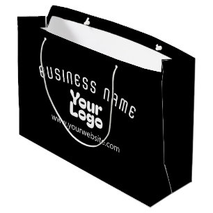 Retro-modernes Schwarz-Weiß-Logo hochladen (editie Große Geschenktüte