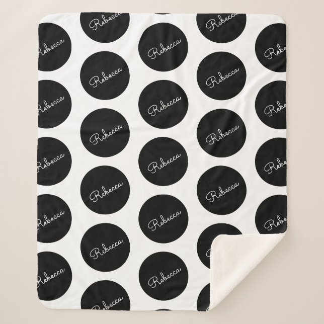 Retro-modernes Schwarz-Weiß-Polka-Dotdesign Sherpadecke (Vorderseite)