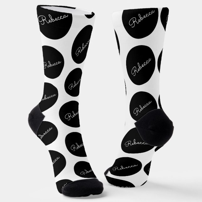 Retro-modernes Schwarz-Weiß-Polka-Dotdesign Socken (Gewinkelt)