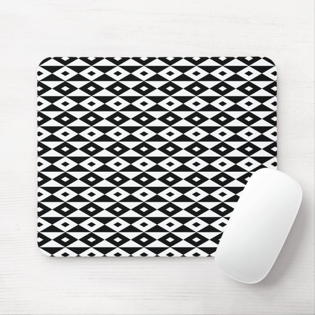 Retro Modernes Schwarz-weißes Diamantformmuster Mousepad (Mit Mouse)