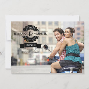 Retro Modernes Vintages Abzeichen Foto Save the Da Save The Date