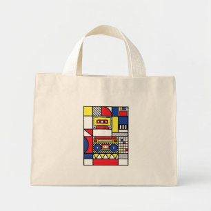 Retro-Modernistischer Bauhaus-Boombox-Geometrische Mini Stoffbeutel