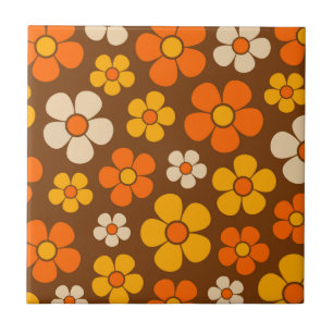 Retro-Modus 1960er Jahre Stil Blumenmuster  Fliese