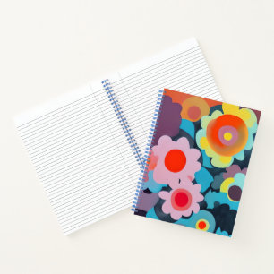 Retro-Modus-Blumen  Notizbuch