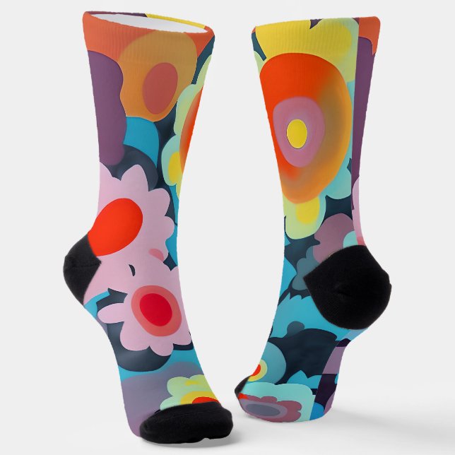 Retro-Modus-Blumen  Socken (Gewinkelt)