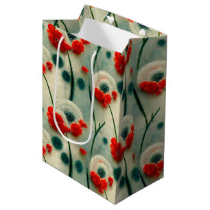 Retro Mohnblumen Mittlere Geschenktüte