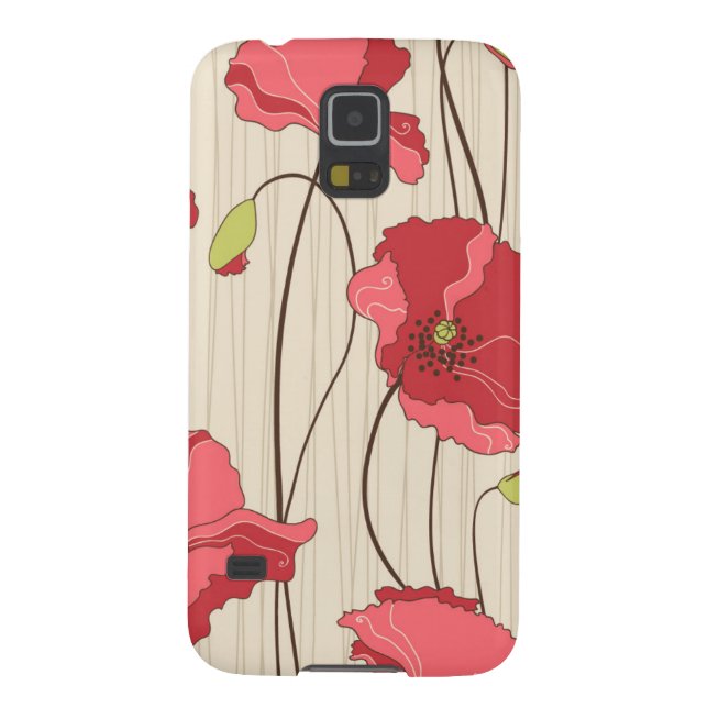 Retro Mohnblumen-Muster Case-Mate Samsung Galaxy Hülle (Rückseite)