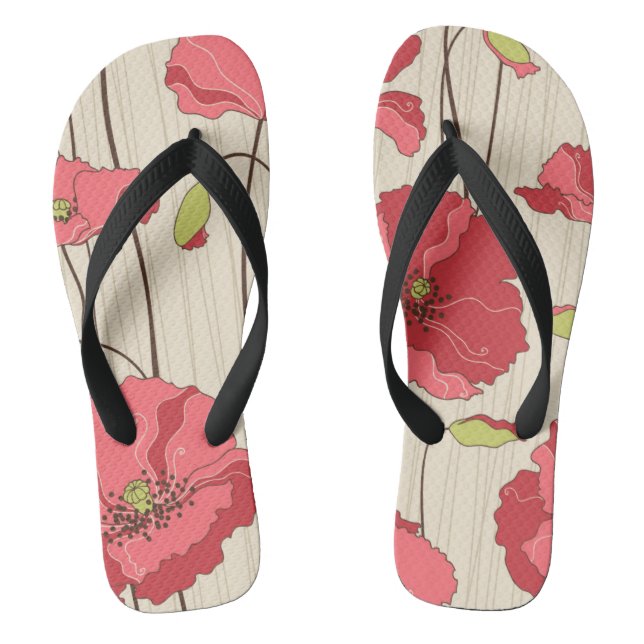 Retro Mohnblumen-Muster Flip Flops (Fußbett)
