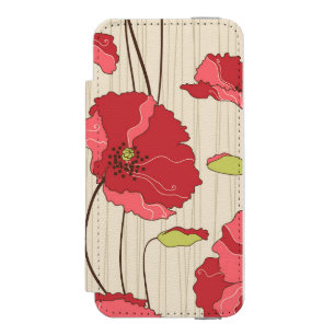 Retro Mohnblumen-Muster Incipio Watson™ iPhone 5 Geldbörsen Hülle