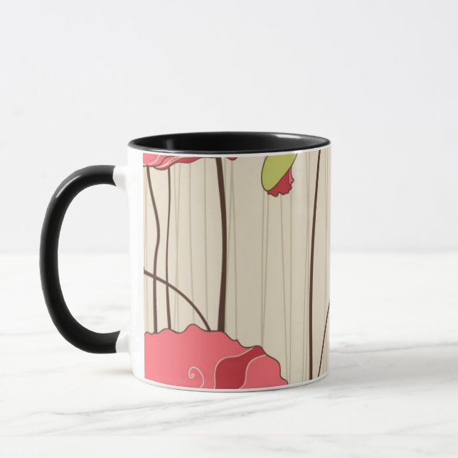 Retro Mohnblumen-Muster Tasse (Links)