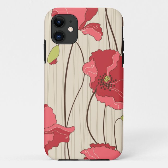 Retro-Mohnmuster Case-Mate iPhone Hülle (Rückseite)