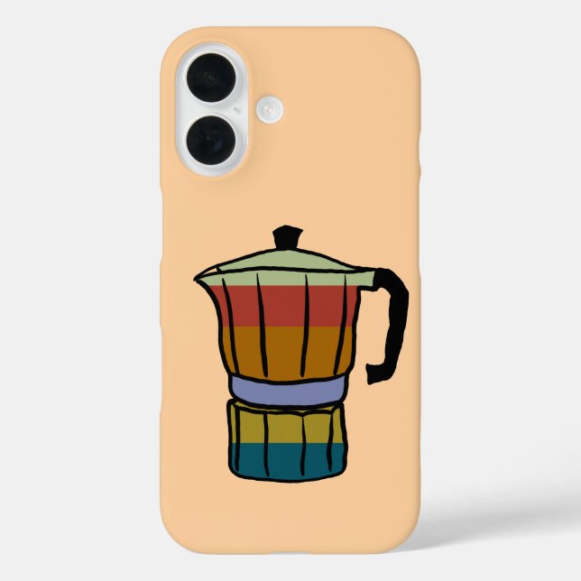 Retro-Moka-Topf iPhone 16 Hülle (Rückseite)