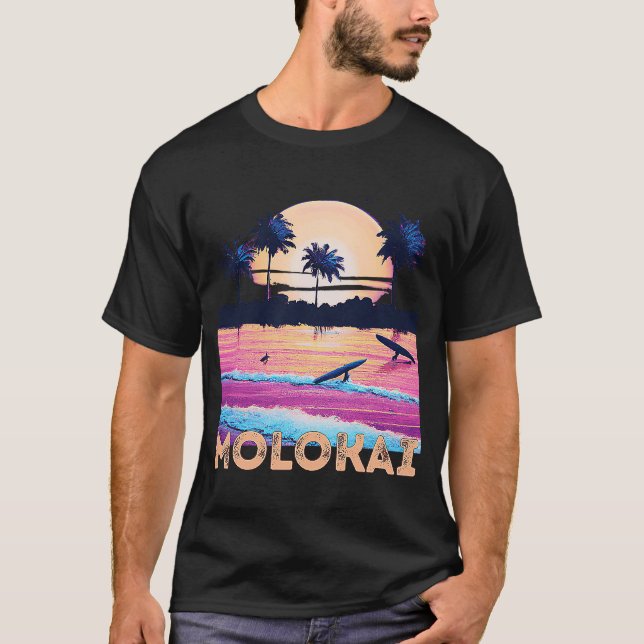 Retro Molokai Hawaii Souvenir Surf T-Shirt (Vorderseite)