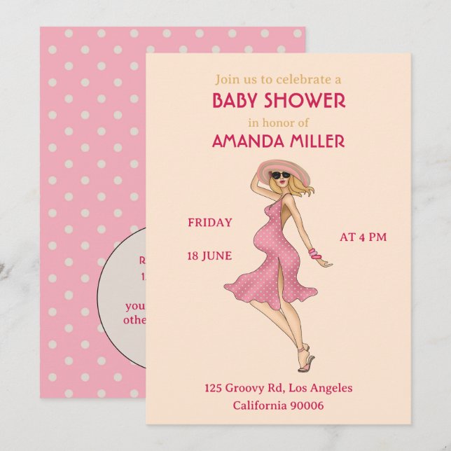 Retro Mommy Blonde Baby Dusche Party Einladung (Vorne/Hinten)