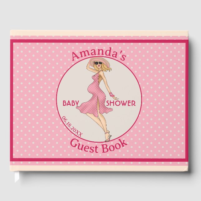 Retro Mommy Blonde Baby Dusche Party Gästebuch (Vorderseite)