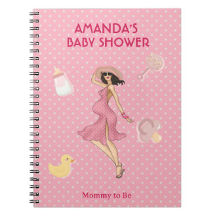 Retro Mommy Brünett 2 Babydusche Notizblock