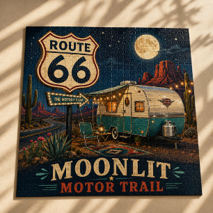 Retro Mondlicht-Camper Wüsten-Highway-Hobby