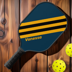 Retro Mondlicht-Gezeiten-Streifen mit Namen Pickleball Schläger