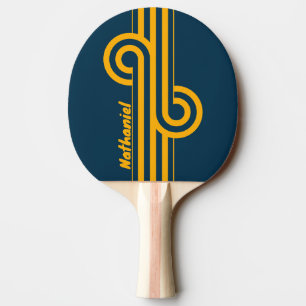 Retro Mondlicht-Tiden-Doppelstreifen-Schleife mit Tischtennis Schläger