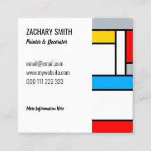 Retro Mondrian Style Color-Zusammensetzung Quadratische Visitenkarte