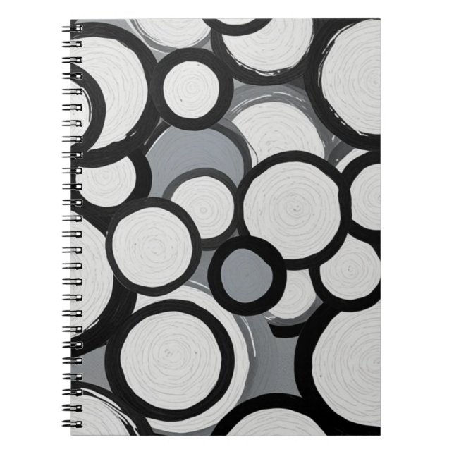 Retro Monochrome Circles-Notebook Notizblock (Vorderseite)