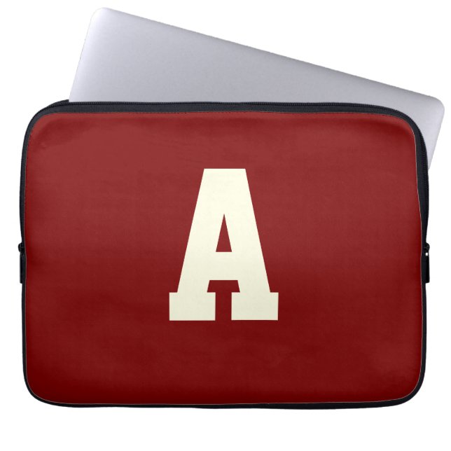 Retro monogram alpha burgundy cream laptopschutzhülle (Vorderseite)